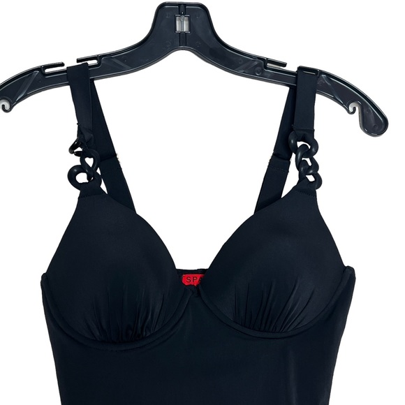 Spanx Bra-LLelujah Black Soft Chain One Piece Swimsuit Bathing Suit Size 6B/C - Picture 7 of 13